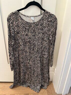 knee length dresses for ladies Long-Sleeve Jersey-Knit Mini Swing Dress for Women